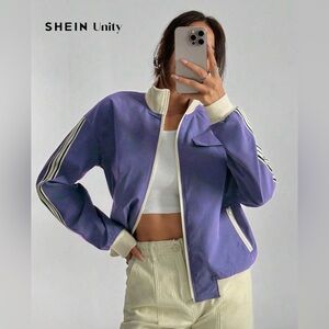 SHEIN Unity | Women's Side Striped Zip Up Casual Jacket